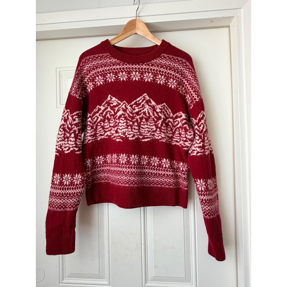 Abercrombie & Fitch Oversized Winter Landscape Merino Wool Blend Sweater M